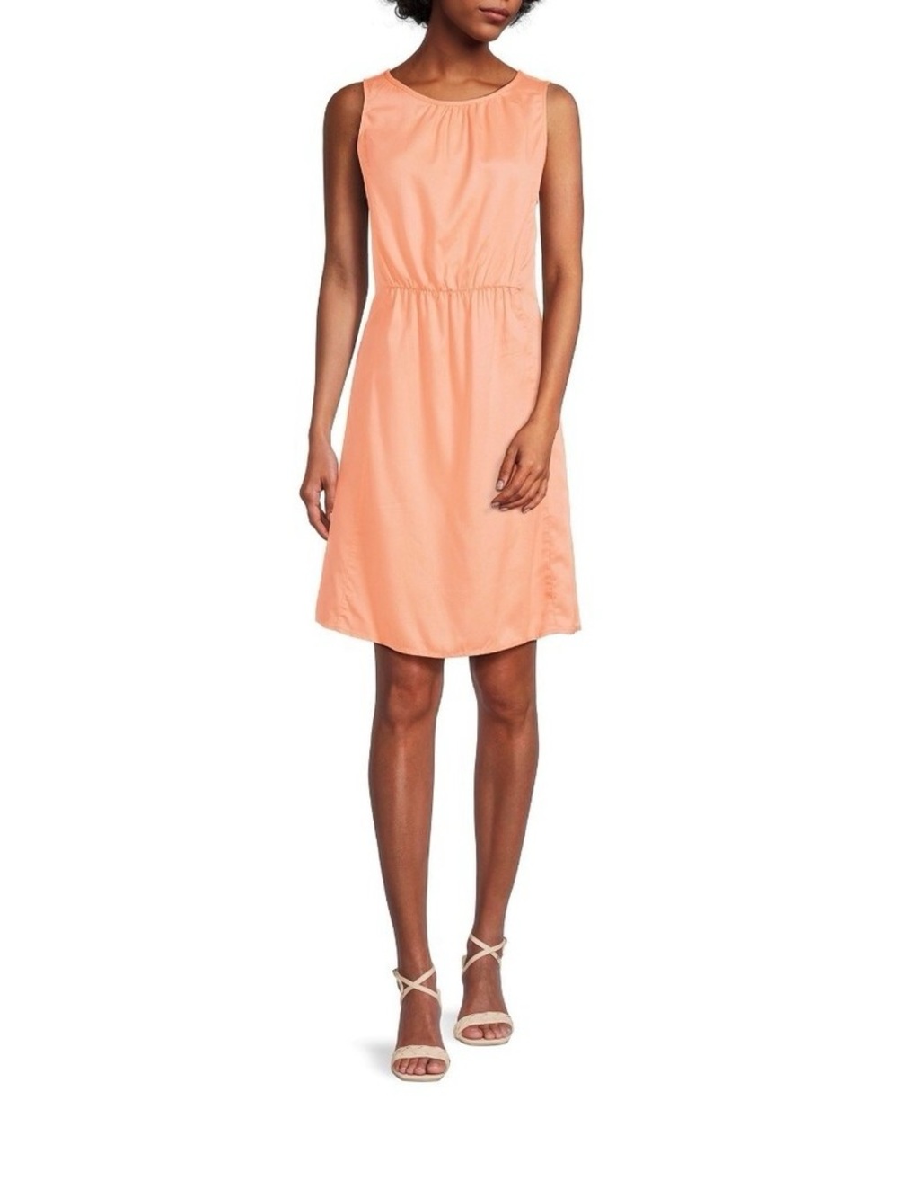 BeachLunchLoungeSleeveless Ruched Waist Shift Mini Dress Peach Size XXL